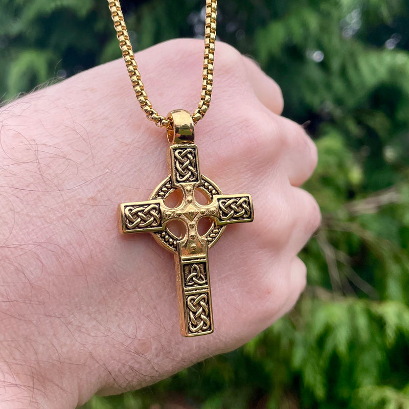 Large Celtic Cross Necklace Double Sided