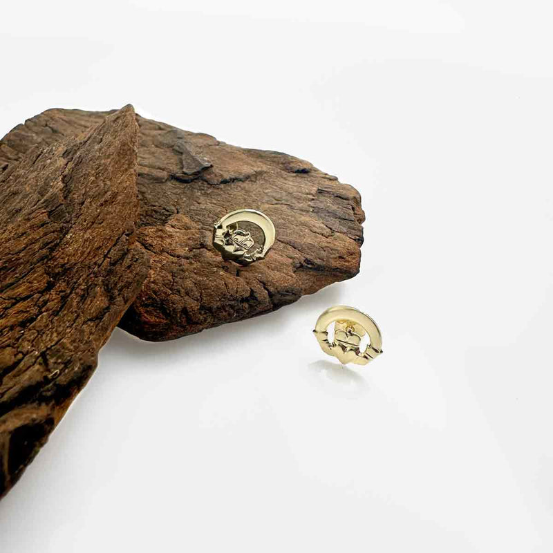 Small 9k Gold Claddagh Stud Earrings