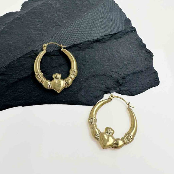 9k Gold Claddagh Earrings