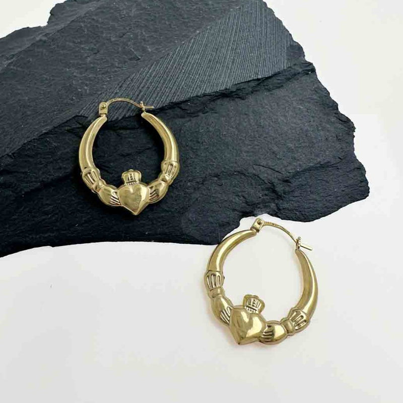 9k Gold Claddagh Earrings