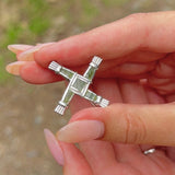 Connemara Marble St. Brigid Cross Silver Brooch