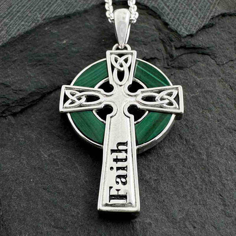 Faith Malachite Celtic Cross Pendant