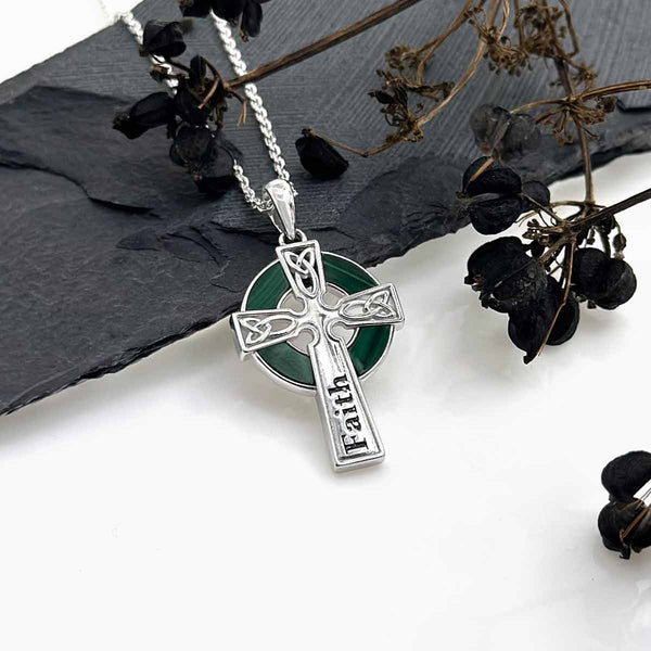 Faith Malachite Celtic Cross Pendant