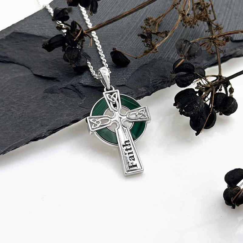 Faith Malachite Celtic Cross Pendant