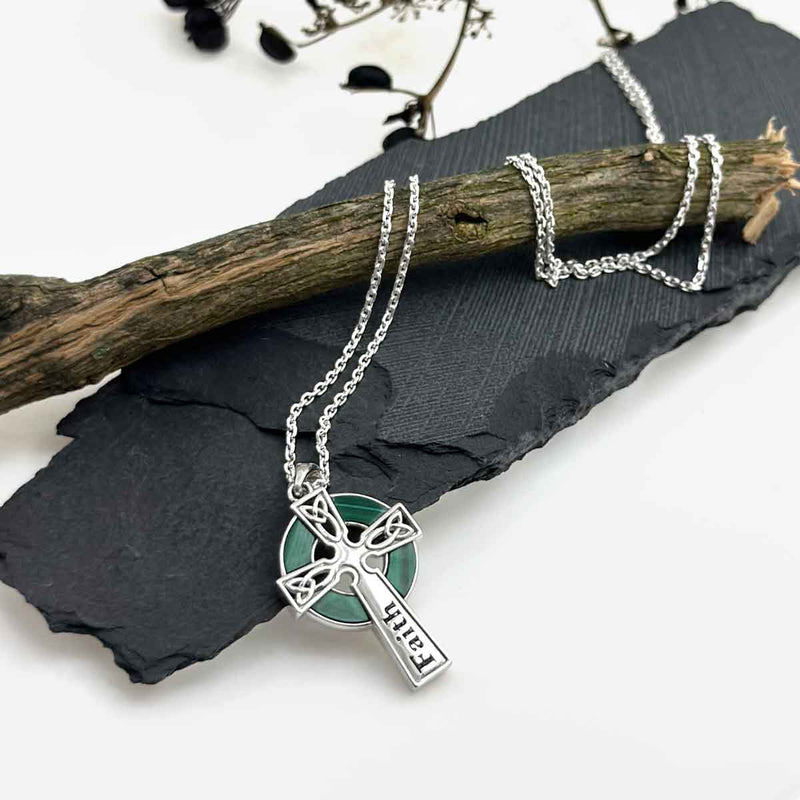 Faith Malachite Celtic Cross Pendant