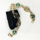 Gold Plated Enamel Shamrock Claddagh Bracelet