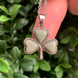 Silver Plated Connemara Marble Shamrock Pendant