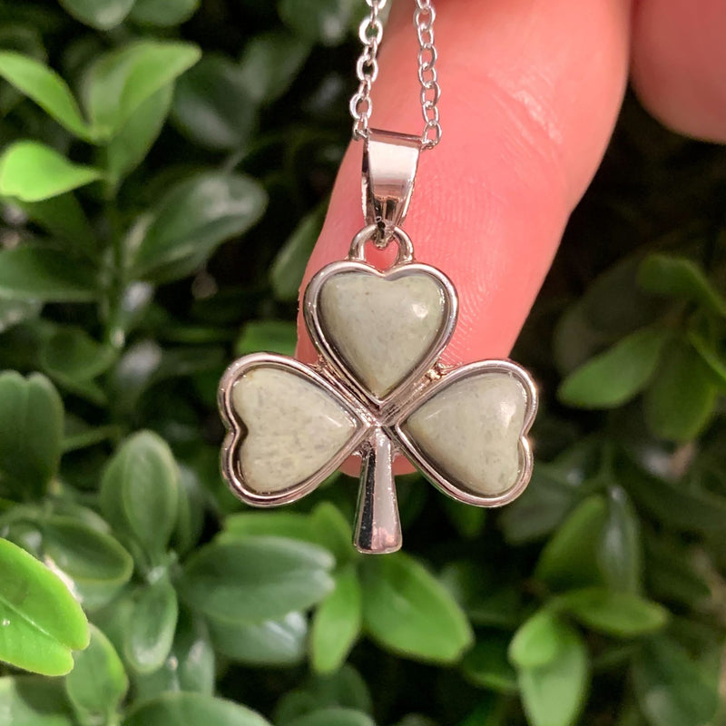Silver Plated Connemara Marble Shamrock Pendant