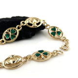 Gold Plated Enamel Shamrock Claddagh Bracelet