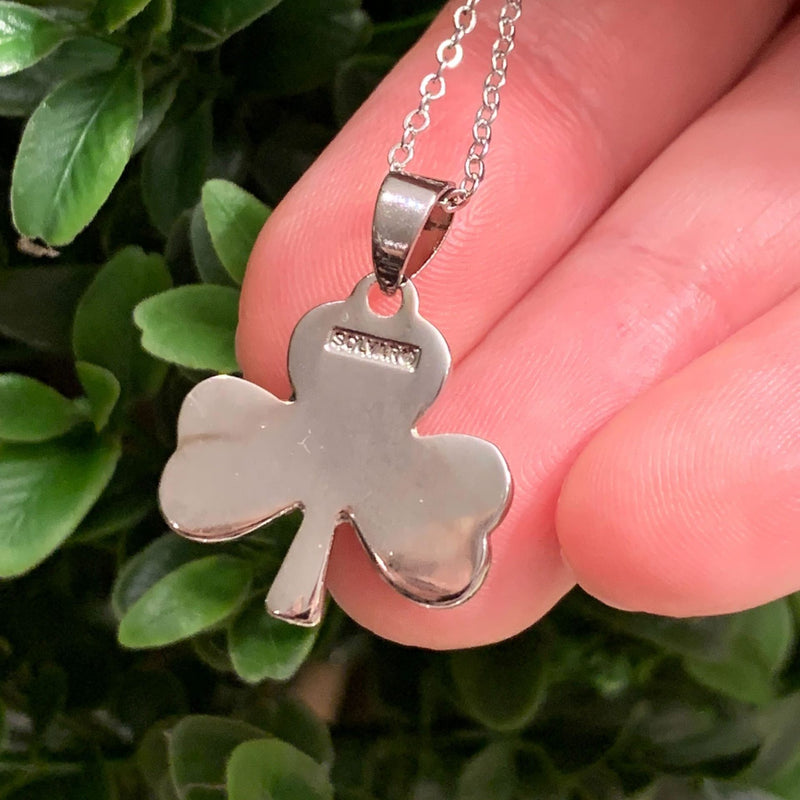 Silver Plated Connemara Marble Shamrock Pendant