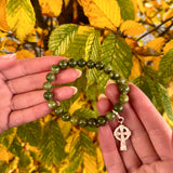 Celtic Cross Connemara Marble Stretch Bracelet
