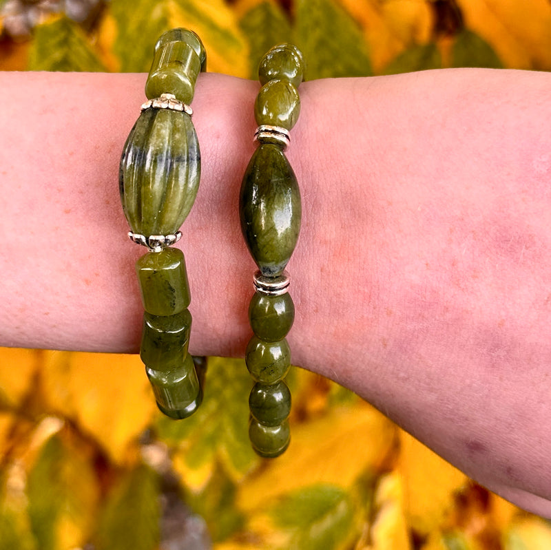 Pulseras Celta de Mármol de Connemara Talladas a Mano - Set de 2