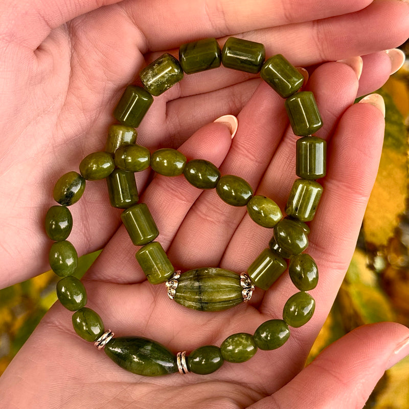 Pulseras Celta de Mármol de Connemara Talladas a Mano - Set de 2