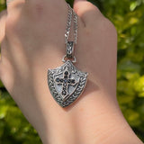 Men’s Silver Spinel Celtic Cross Shield Necklace
