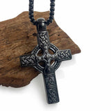 Black Celtic Cross Necklace Double Sided