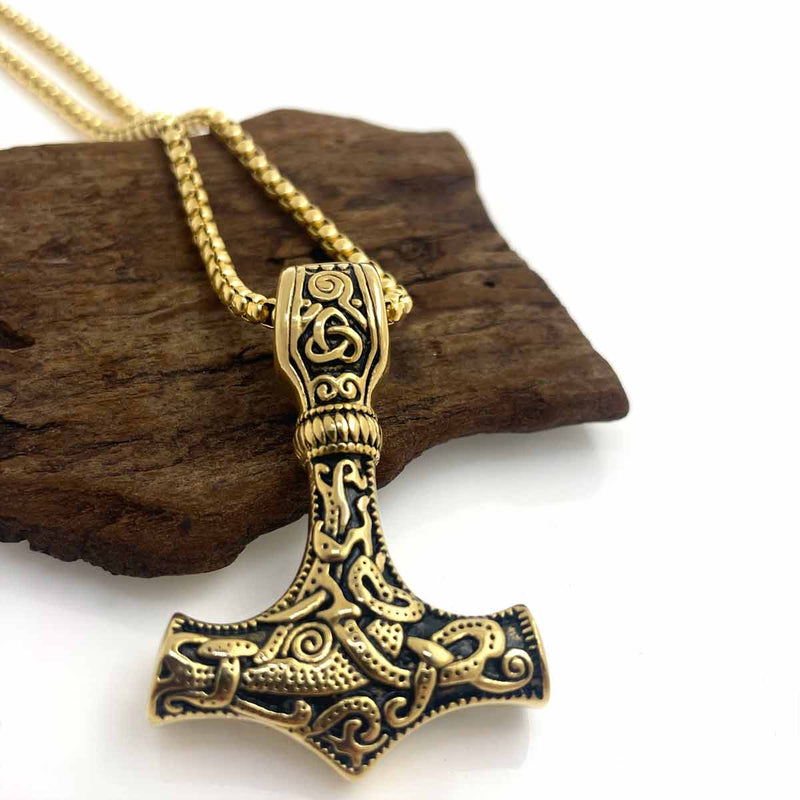 Gold Thors Hammer Necklace