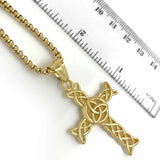 Gold Celtic Cross Necklace With Trinity Knot