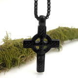Black Celtic Cross Necklace Double Sided