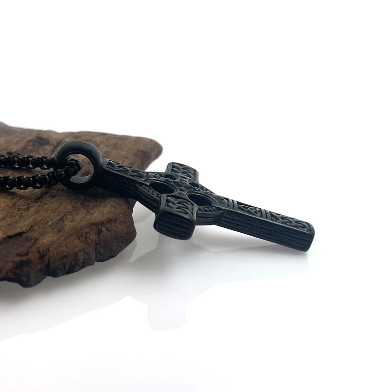 Black Celtic Cross Necklace Double Sided