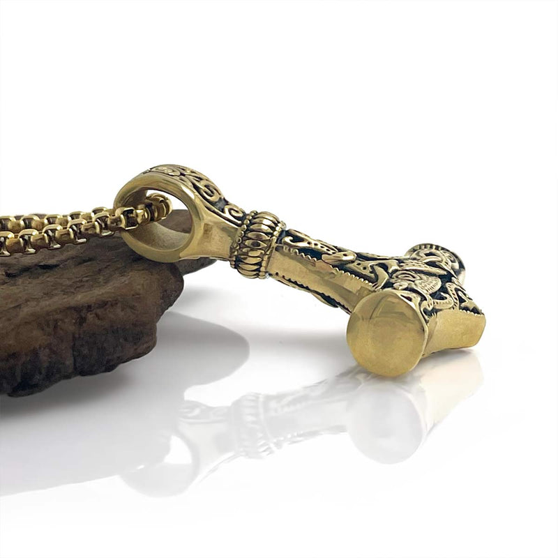 Gold Thors Hammer Necklace
