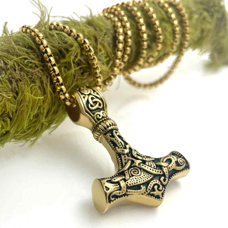 Gold Thors Hammer Necklace