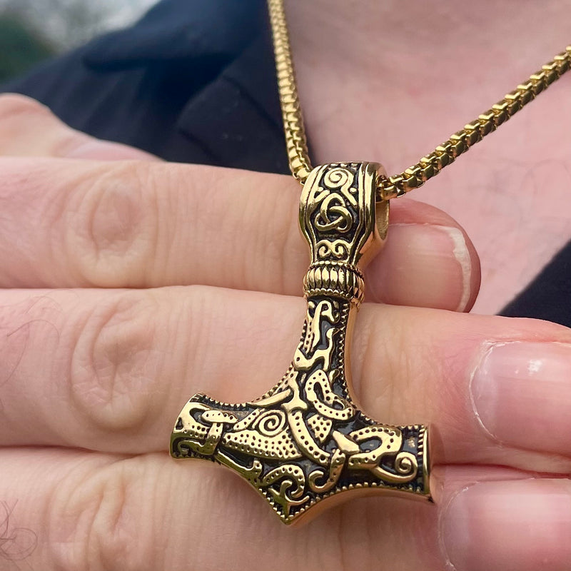 Gold Thors Hammer Necklace