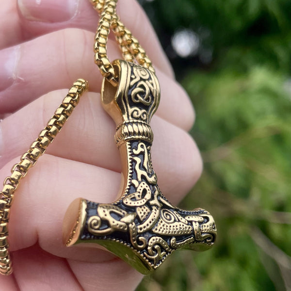 Gold Thors Hammer Necklace