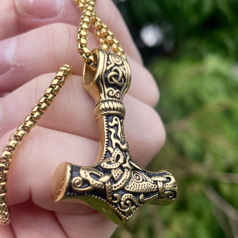 Gold Thors Hammer Necklace