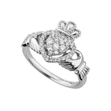 14K White Gold Diamond Heart Claddagh Ring