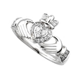 14K White Gold Diamond Claddagh Engagement Ring