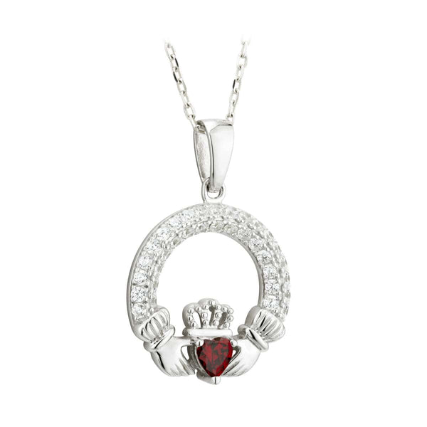 january birthstone claddagh pendant