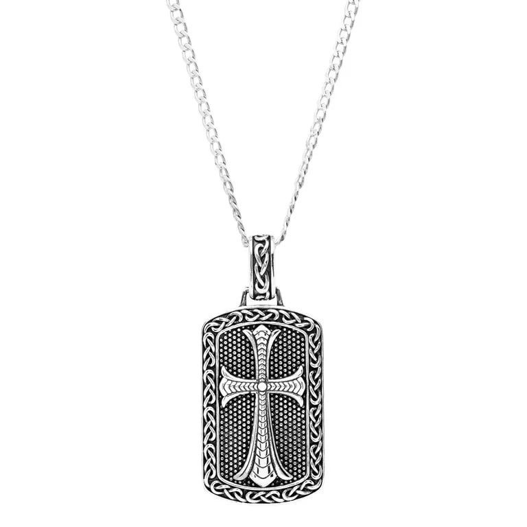 Large-Sterling-Silver-mens-celtic-cross-dog-tag-necklace 1