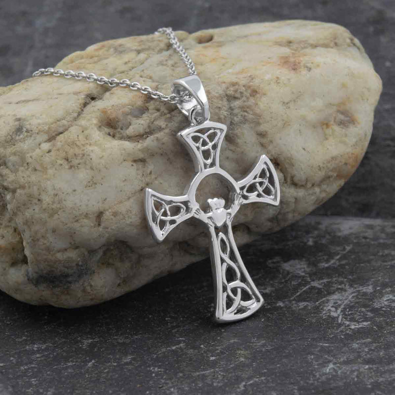 Claddagh Inspired Cross in Silver