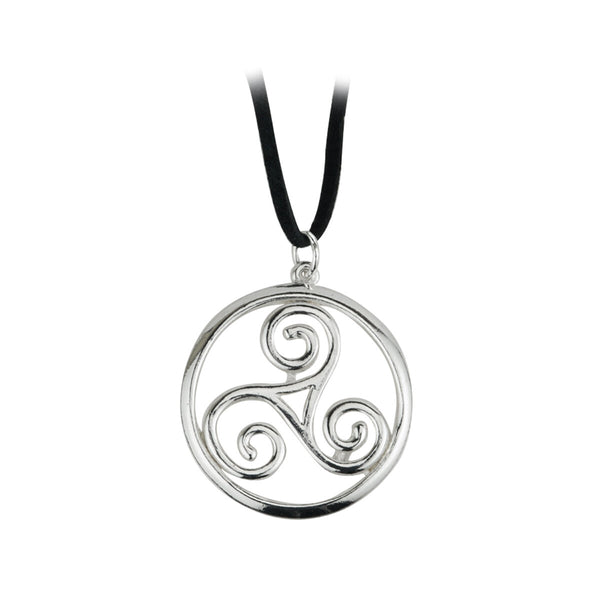O.S Round Celtic Pendant Necklace on Wax Cord