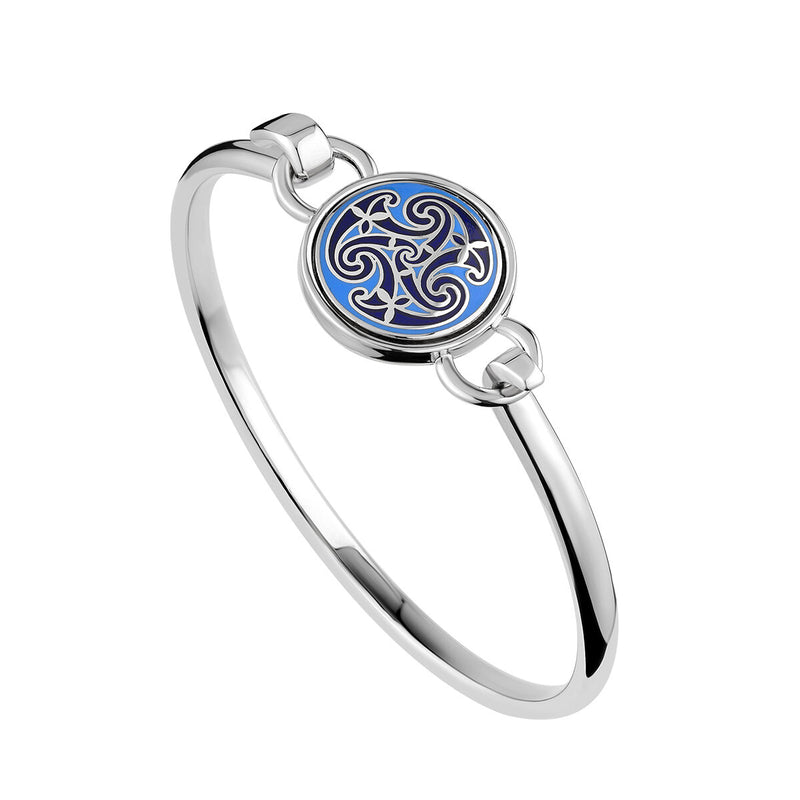 Brazalete esmaltado azul de rodio con nudo celta