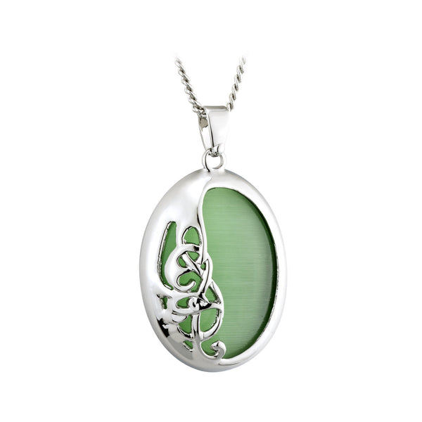 Colgante ojo de gato verde rodio Bok