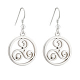 Rhodium Celtic Spiral Drop Earrings