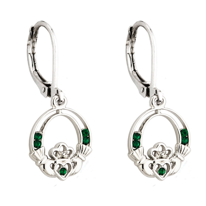 Pendientes Claddagh de Rodio y Cristal