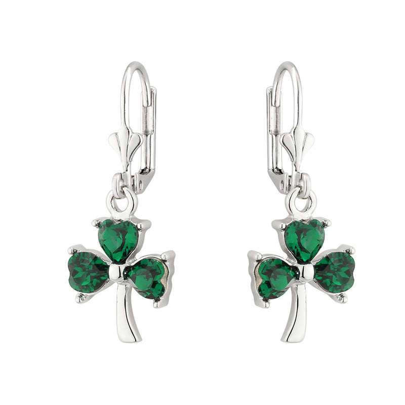 Pendientes colgantes de trébol de cristal de rodio