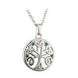 Collar con Colgante del Árbol de la Vida de Rodio con Cristal