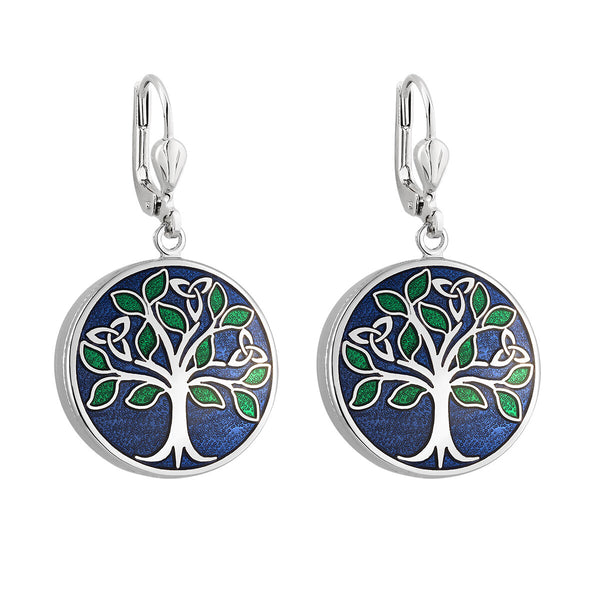 Pendientes del Árbol de la Vida de Esmalte Rodiado