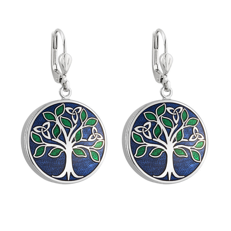 Pendientes del Árbol de la Vida de Esmalte Rodiado