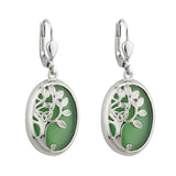 Pendientes colgantes Rodio Árbol de la Vida Verde