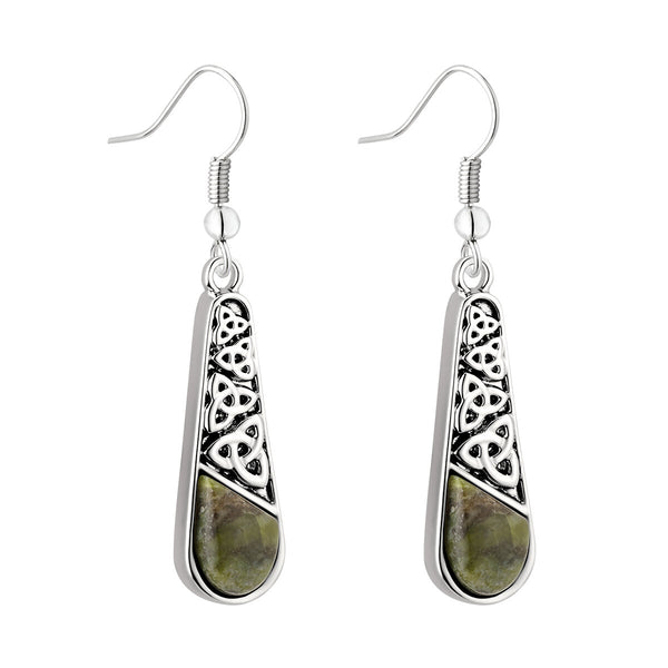 Pendientes largos Rhodium Marble Trinity
