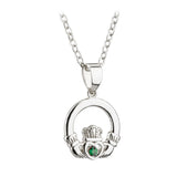 Collar con colgante Claddagh de cristal chapado en rodio