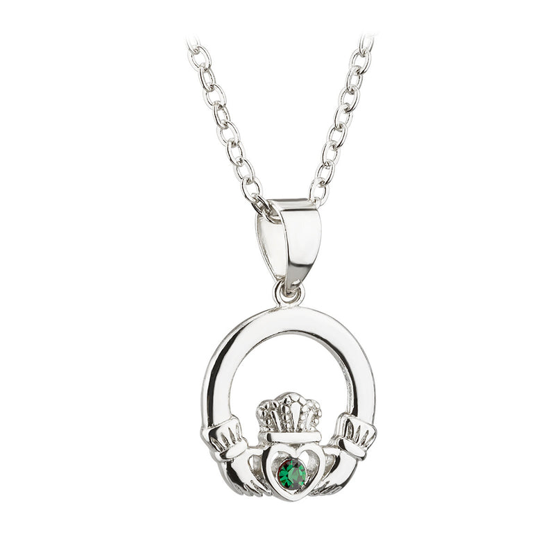 Collar con colgante Claddagh de cristal chapado en rodio