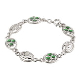 Pulsera de Claddagh y Trébol Esmaltada con Baño de Rodio