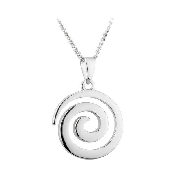 Colgante en espiral con baño de rodio