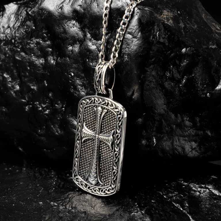 Large-Sterling-Silver-mens-celtic-cross-dog-tag-necklace 3