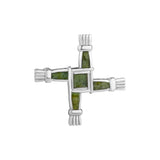 Connemara Marble St. Brigid Cross Silver Brooch